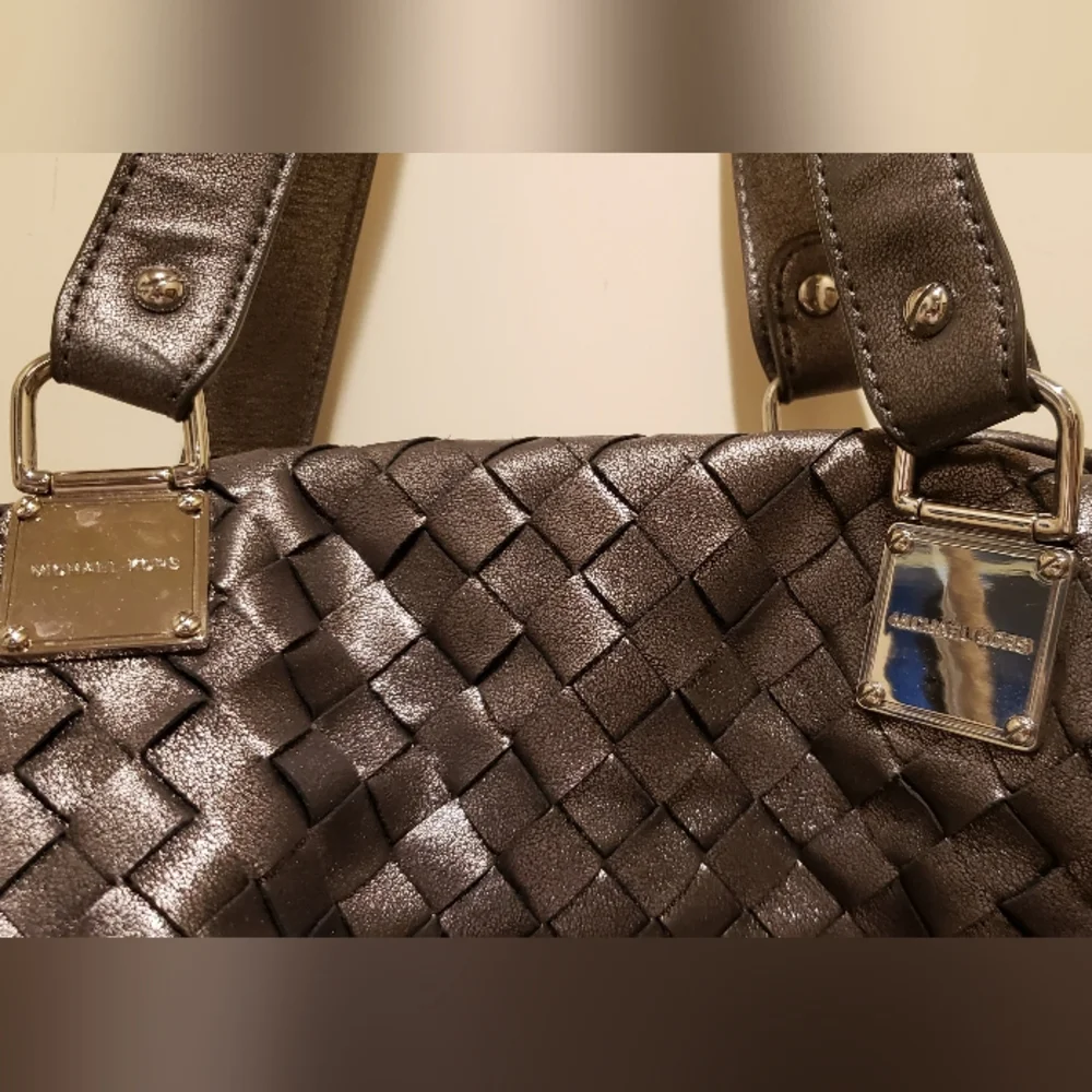 Michael Kors Shimmering Silver Woven Shoulder Bag
